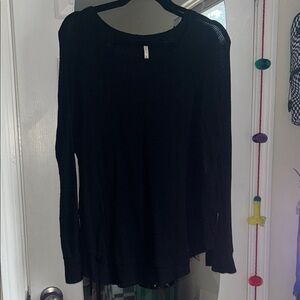 Z Supply Black Lightweight Open-Knit Long Sleeve Top